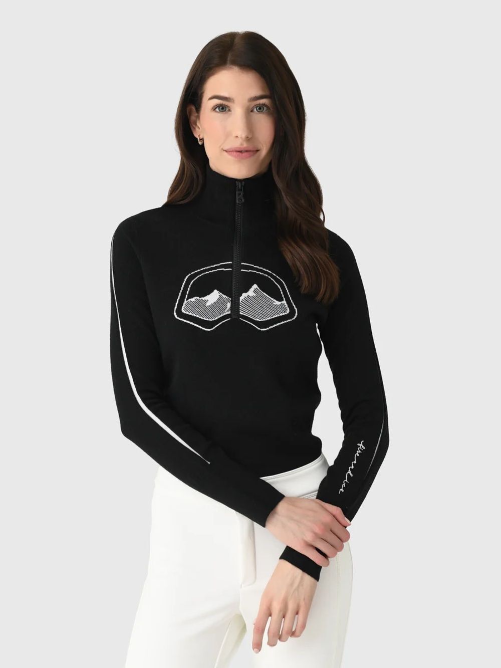 Bogner Azra Ski Goggles Sweater Half Zip Black White Base Layer Size Medium